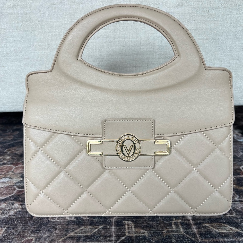 NWOT - Valentino Orlandi Beige Quilted Satchel